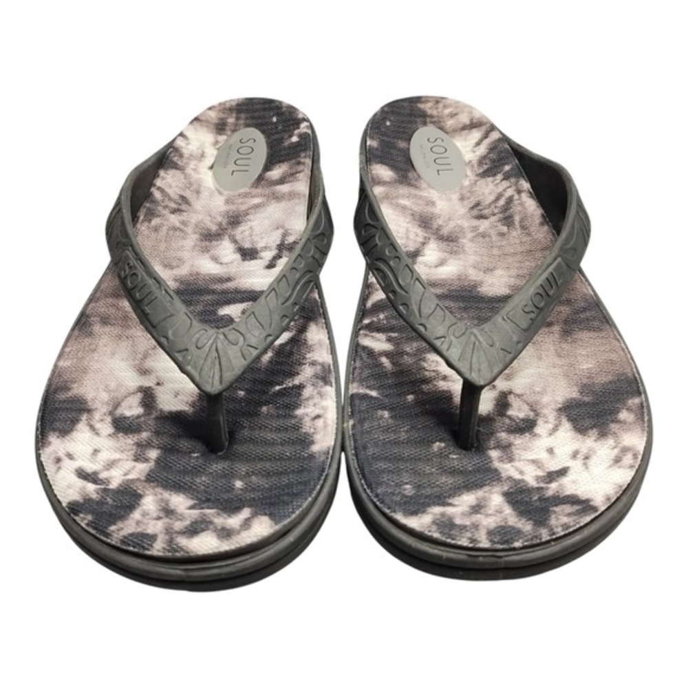 Soul‎ Naturalizer Flip Flop Sandals Mens US Size 12 Black White Printed Slip On